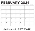 February 2024 Calendar. Week starts on Sunday. Blank Calendar Template. Fits Letter Size Page. Stationery Design.