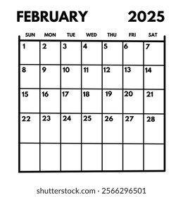 February 2025 Calendar: Monthly Planner, Days, Dates, Weekdays