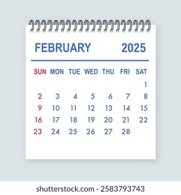 February 2025 calendar page showing days and weeks