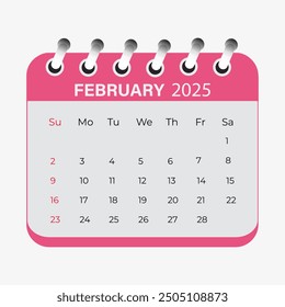 February 2025 monthly calendar for save the date, reminder or planner