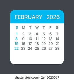 February 2026 Calendar Leaf - Illustration. Vector graphic page