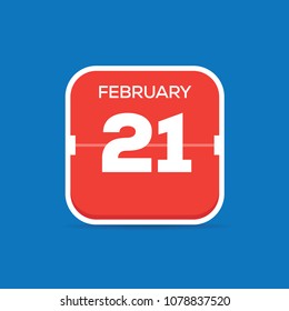 February 21 Calendar Flat Icon