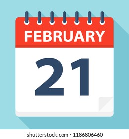 February 21 - Calendar Icon - Vector Illustration