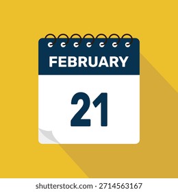 21 de fevereiro calendário ícone vetor ilustração com design