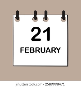 February 21. Daily Calendar icon for design. Simple design for business brochure, flyer, print media, advertisement. Easily editable.