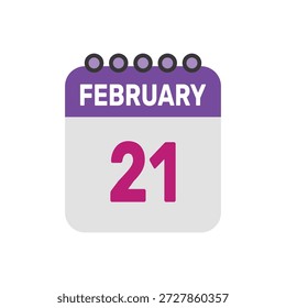 februar 21 icon vektor beginnt mit bunten kalender seite