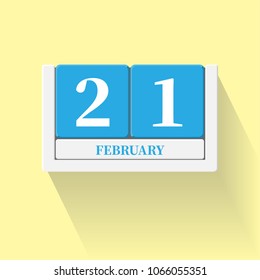 February 21. Vector flat daily calendar icon. Date and time, day, month. Holiday. Season.