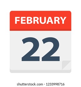 February 22 - Calendar Icon - Vector Illustration