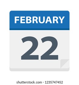 February 22 - Calendar Icon - Vector Illustration