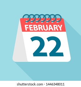 February 22 - Calendar Icon - Vector Illustration