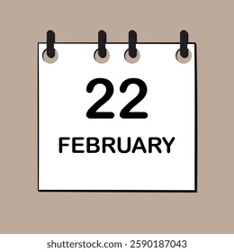 February 22. Daily Calendar icon for design. Simple design for business brochure, flyer, print media, advertisement. Easily editable.