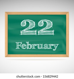 February 22, day calendar, school board, date