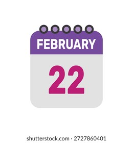 El Vector del ícono del 22 de febrero comienza con una colorida página de calendario