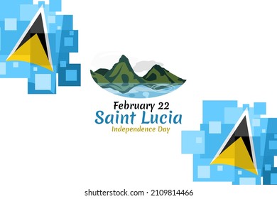 February 22, Independence Day of Saint Lucia vector illustration. Suitable for greeting card, poster and banner