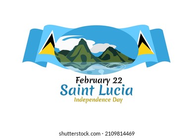 February 22, Independence Day of Saint Lucia vector illustration. Suitable for greeting card, poster and banner