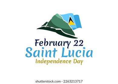 February 22, Independence Day of Saint Lucia vector illustration. Suitable for greeting card, poster and banner