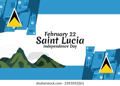 22 de febrero, Día de la Independencia de Santa Lucía ilustración vectorial. Adecuado para tarjeta de saludo, afiche y banner