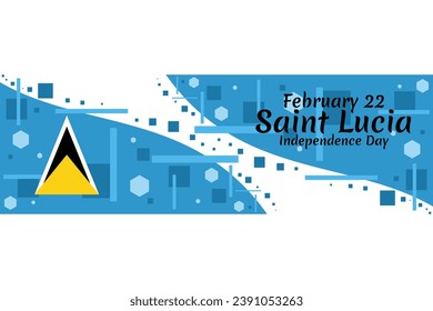 22 de febrero, Día de la Independencia de Santa Lucía ilustración vectorial. Adecuado para tarjeta de saludo, afiche y banner