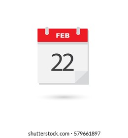 February 22, Vector flat daily calendar icon