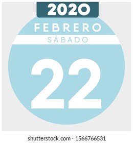 February 22nd, 2020, calendar. Light Blue