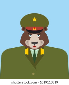 February 23. Bear Defender Russian Soldier. Defender of  Fatherland Day. Bear Defender Russian Soldier. National military holiday in Russia.  
