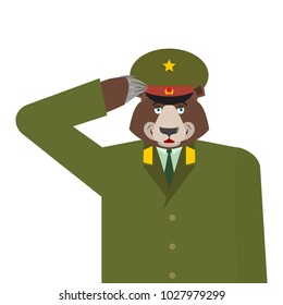 February 23. Bear Defender Russian Soldier. Defender of  Fatherland Day. Bear Defender Russian Soldier. National military holiday in Russia.  