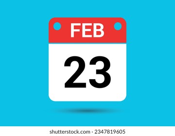 February 23 Calendar Date Flat Icon Day 23 Vector Illustration
