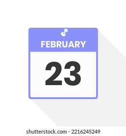 February 23 calendar icon. Date,  Month calendar icon vector illustration