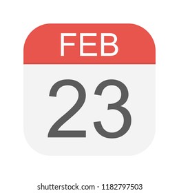 February 23 - Calendar Icon - Vector Illustration