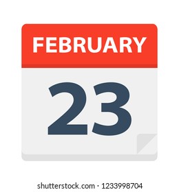February 23 - Calendar Icon - Vector Illustration