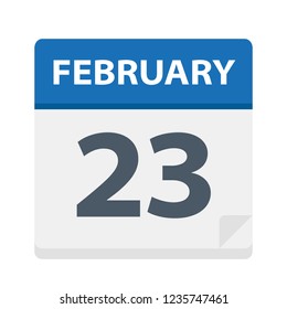February 23 - Calendar Icon - Vector Illustration