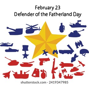 february 23 is Defender of the Fatherland Day vector illustration.
Good for banner, poster, greeting card, party card, invitation, template, advertising, campaign, and social media. 

