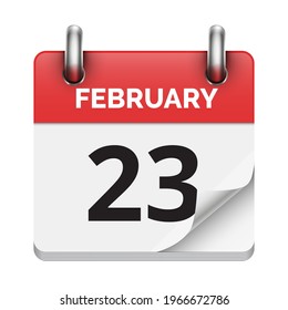 February 23 flat daily realistic calendar icon date vector image