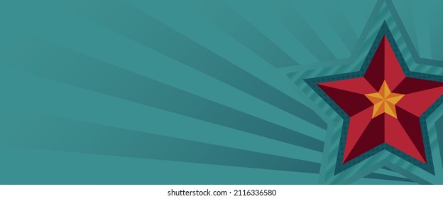 23 de febrero. Fondo geométrico con estrella roja. Plantilla para tarjeta de felicitación, banner web, diseño de volante. 