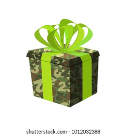 February 23. military gift box. Day of Defender of Fatherland in Russia.  