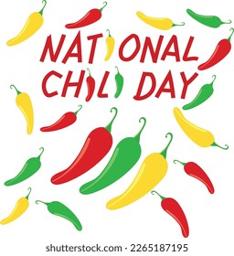 february 23 is national chili day Vector illustration. 
Good for banner, poster, greeting card, party card, invitation, template, advertising, campaign, and social media. 
