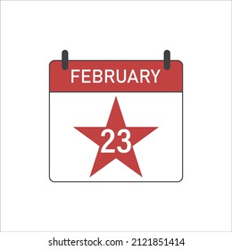 February 23 on the calendar. Drawing on a white background
