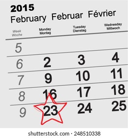 February 23 - russian the Fatherland Day. Calendar illustration in vector format