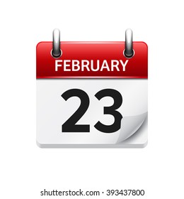 February 23. Vector flat daily calendar icon. Date and time, day, month. Holiday.