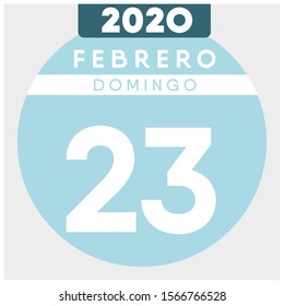 February 23rd, 2020, calendar. Light Blue