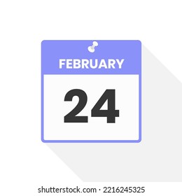 24. Februar Kalendersymbol. Datum, Monat Kalendersymbol, Vektorgrafik
