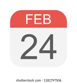 February 24 - Calendar Icon - Vector Illustration