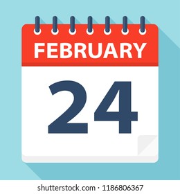 February 24 - Calendar Icon - Vector Illustration
