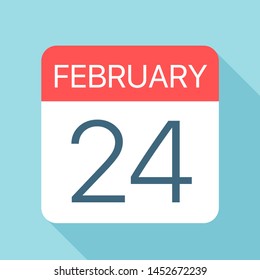 February 24 - Calendar Icon - Vector Illustration