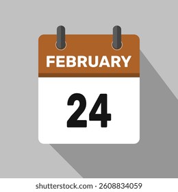 february 24 calendar icon vector month date number illustration design