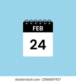 February 24 calendar reminder. 24th February Date Month calendar icon design template.