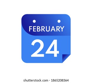 February 24 Date on a Single Day Calendar in Flat Style, 24 February calendar icon