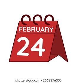 Febrero 24 Vector de calendario de escritorio sobre fondo blanco
Vector rojo Calendario plano icono