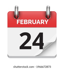 February 24 flat daily realistic calendar icon date vector image