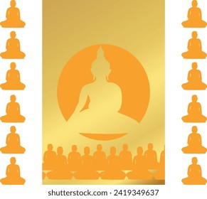 February 24 is makha bucha day Vector illustration. 
Good for banner, poster, greeting card, party card, invitation, template, advertising, campaign, and social media. 
